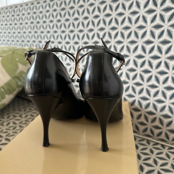 Sergio Rossi classic bow ankle heels black leather 39 - Picture 6 of 9